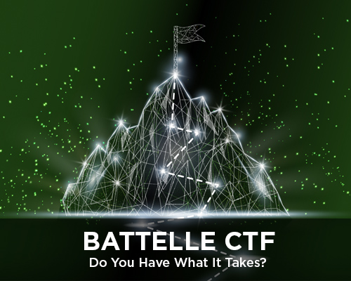 Image of Mountain with Flag reading Battelle CTF Do you have what it takes?